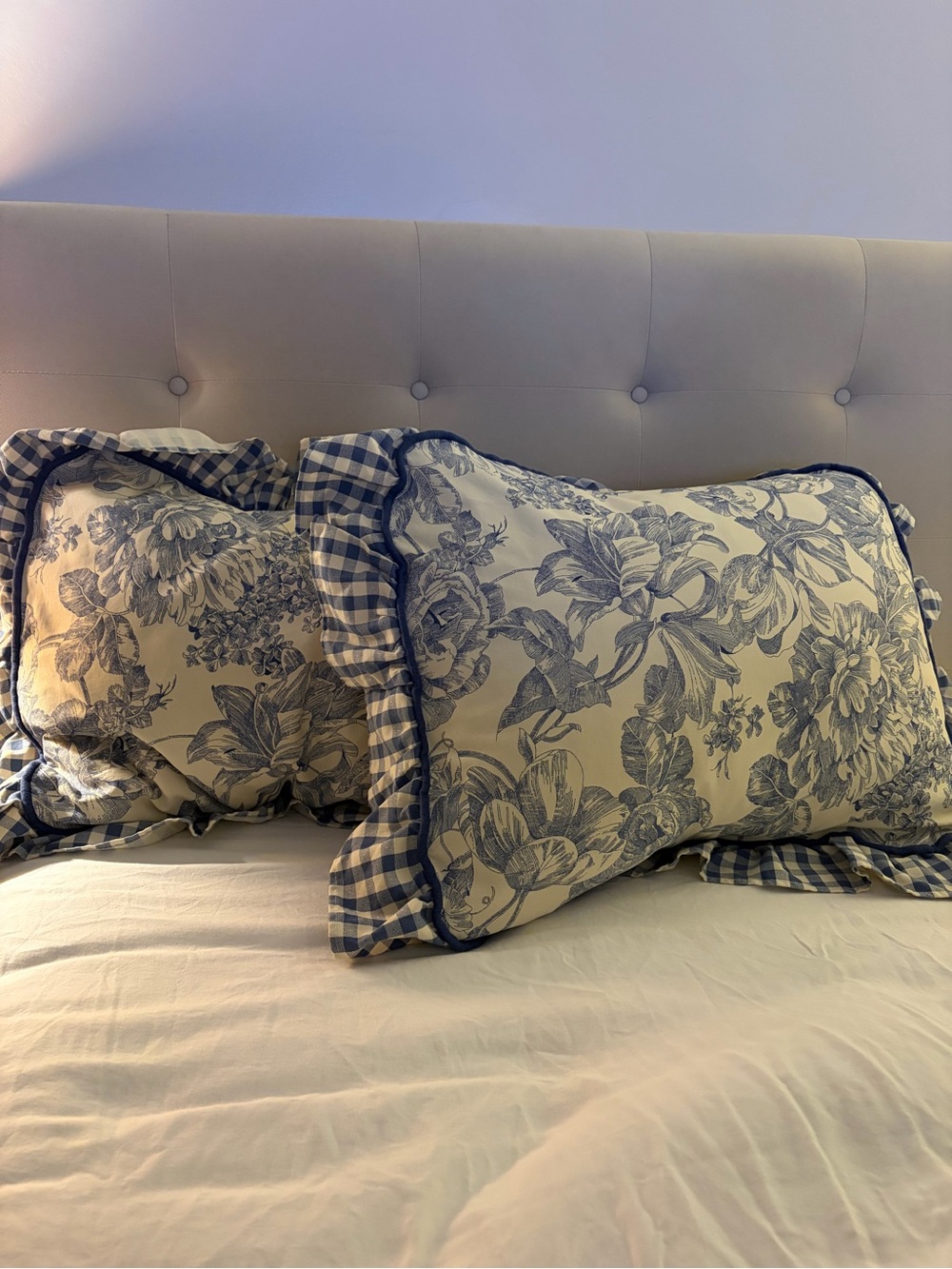 Waverly Botanical toile and gingham standard pillow shams set of 2